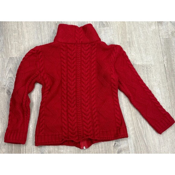The Irish Store Fisherman Sweater Boys Small Red Zip Cardigan 100% Merino Wool - Picture 2 of 7